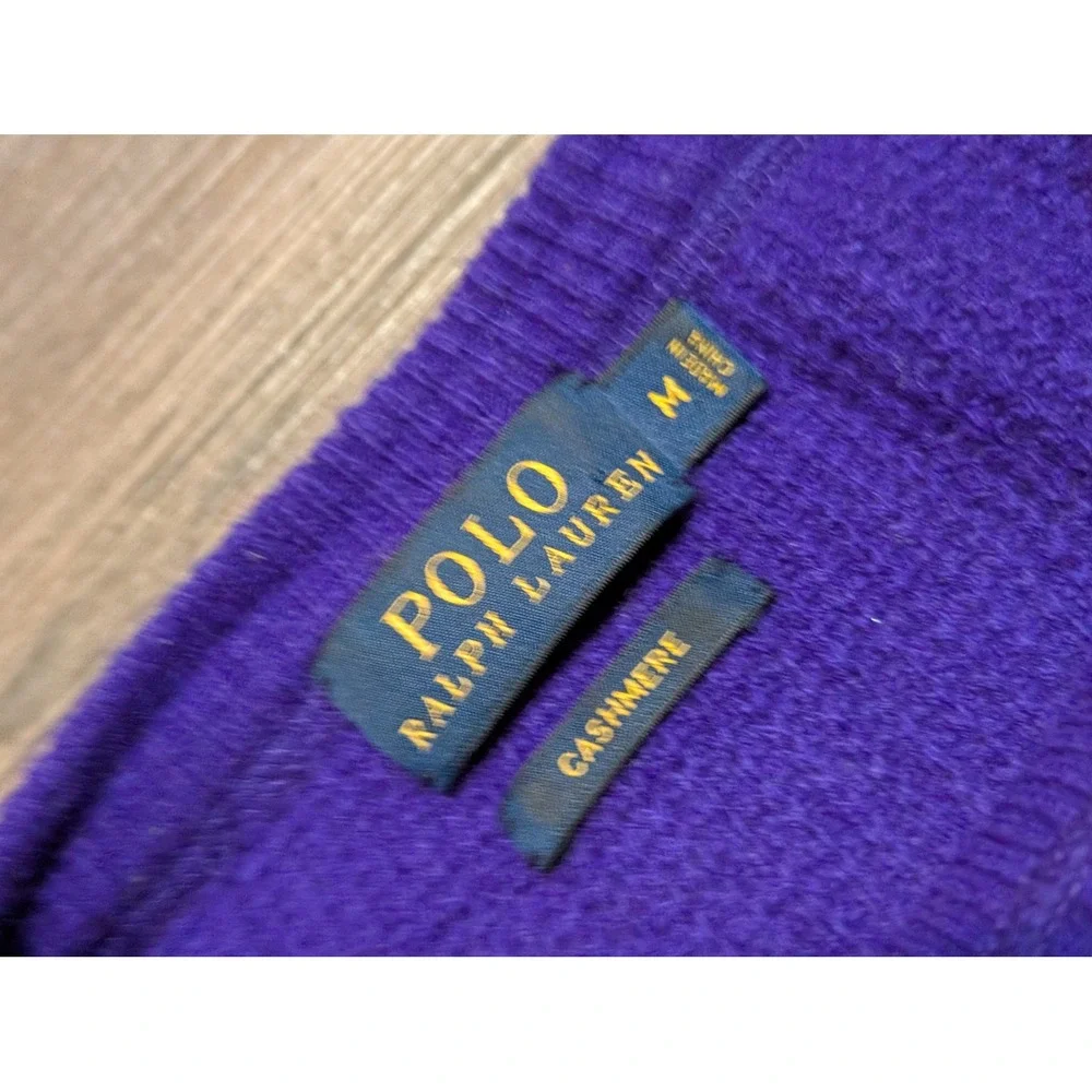 Polo Ralph Lauren Purple 100% Cashmere Waffle Knit Thermal‎ Sweater Medium READ